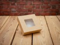 EKO KRAFT kvadratinis — kartoninis indelis su dangteliu — 10 × 10 × 4 cm; uždedamas dangtelis
