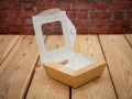 EKO KRAFT kvadratinis — kartoninis indelis su dangteliu — 12 × 12 × 4 cm; pritvirtintas dangtelis